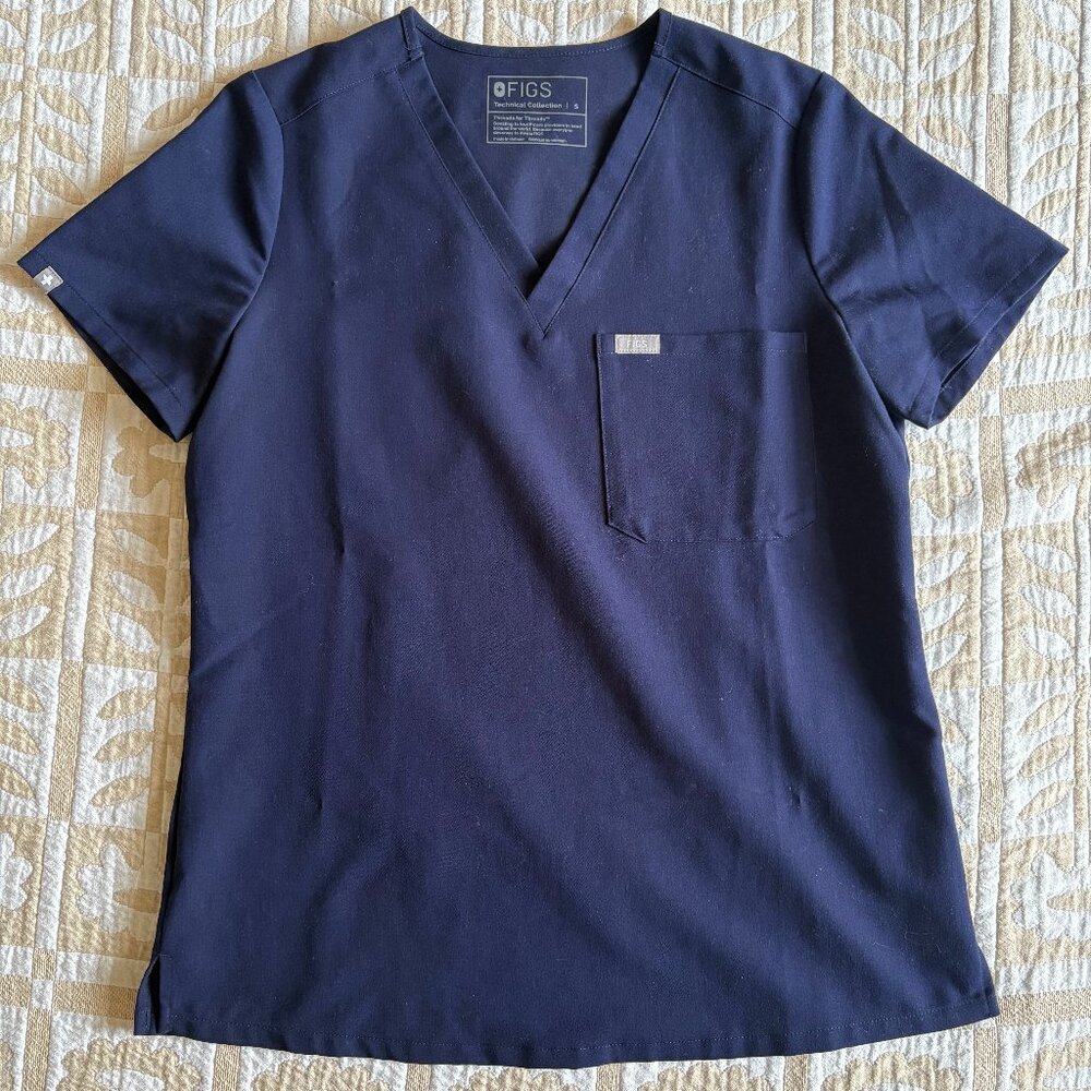Navy Catarina One-Pocket Scrub Top